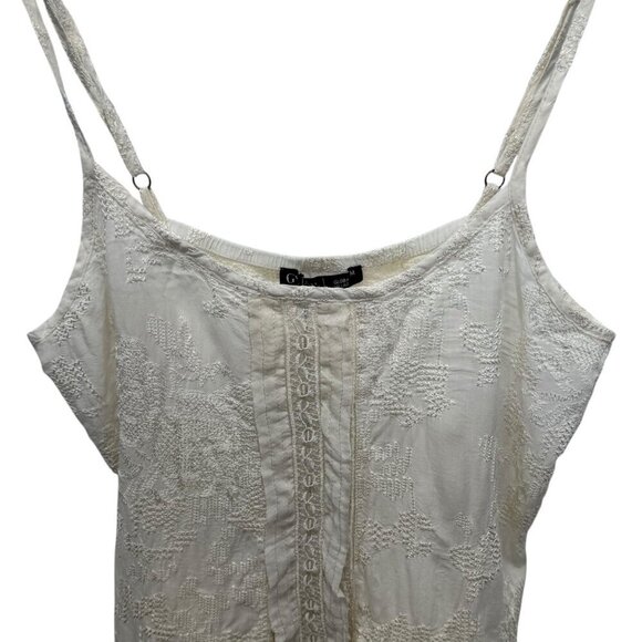 Gypsy Global Village Silk Embroidered Cream Spaghetti Strap Top Medium New - Picture 7 of 9